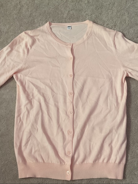 Uniqlo Jackets & Blazers - Uniqlo Light Pink Crewneck Button Cardigan balletcore girly y2k preppy
